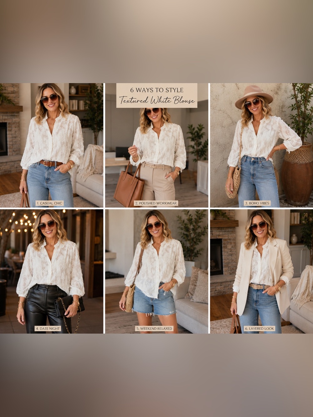 Textured White Women's Blouse - Classic Lightweight Top